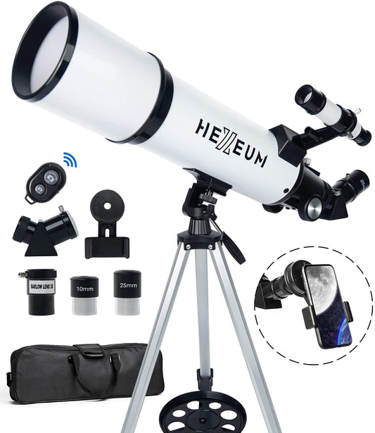 Telescope 80mm Aperture 600mm - Astronomical Portable Refracting Telescope Fully Multi-coated High Transmission Coatings AZ Mount with Tripod Phone Adapter, Wireless Control, Carrying Bag. Easy Set Up