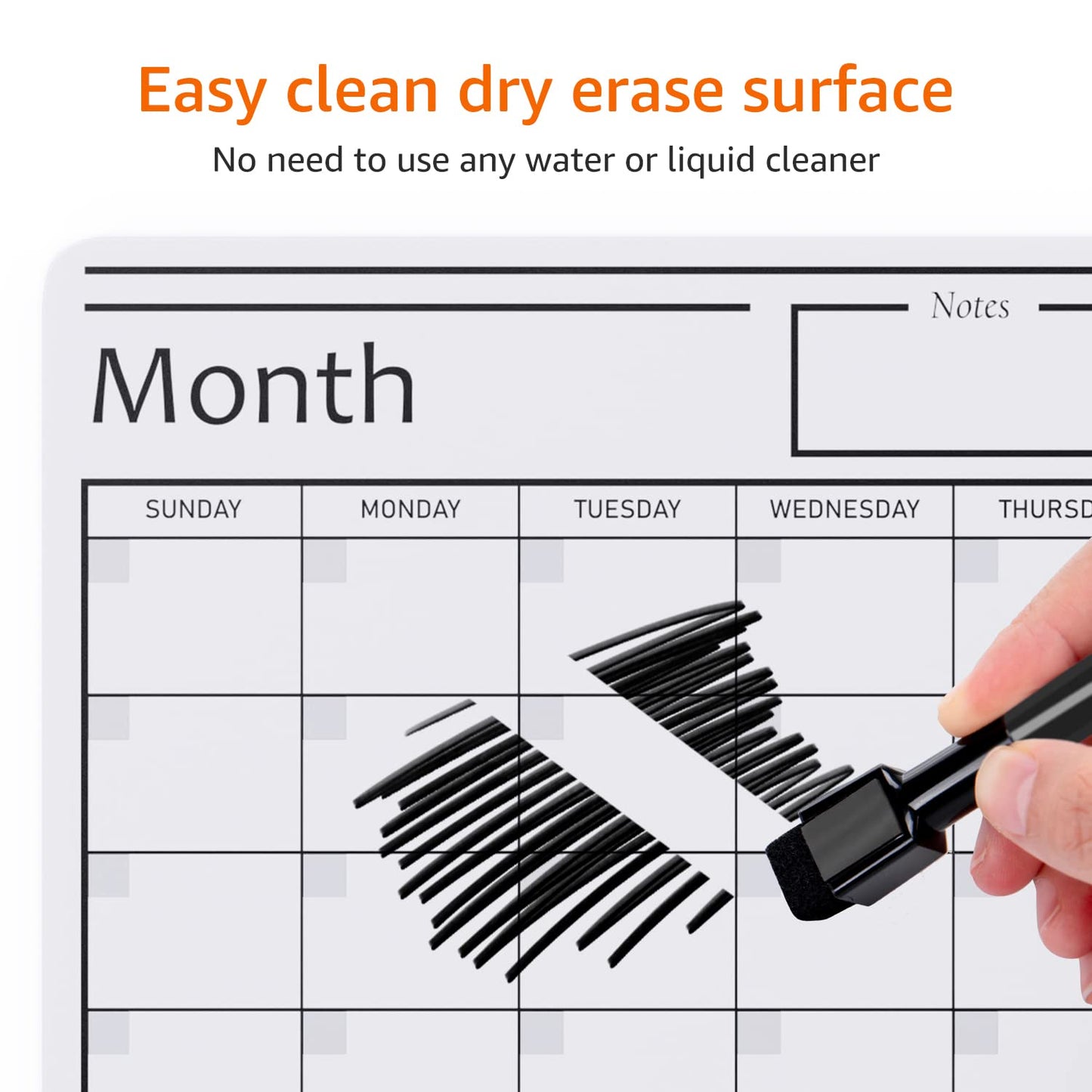 Amazon Basics Magnetic Dry Erase Whiteboard Calendar, 12" x 17", Includes 4 Markers And Eraser