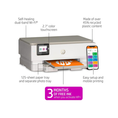 HP ENVY Inspire 7255e Wireless Color Thermal Inkjet Printer, Print, scan, copy, Easy setup,Mobile printing, Best-for-home, 3 month Instant Ink trial included