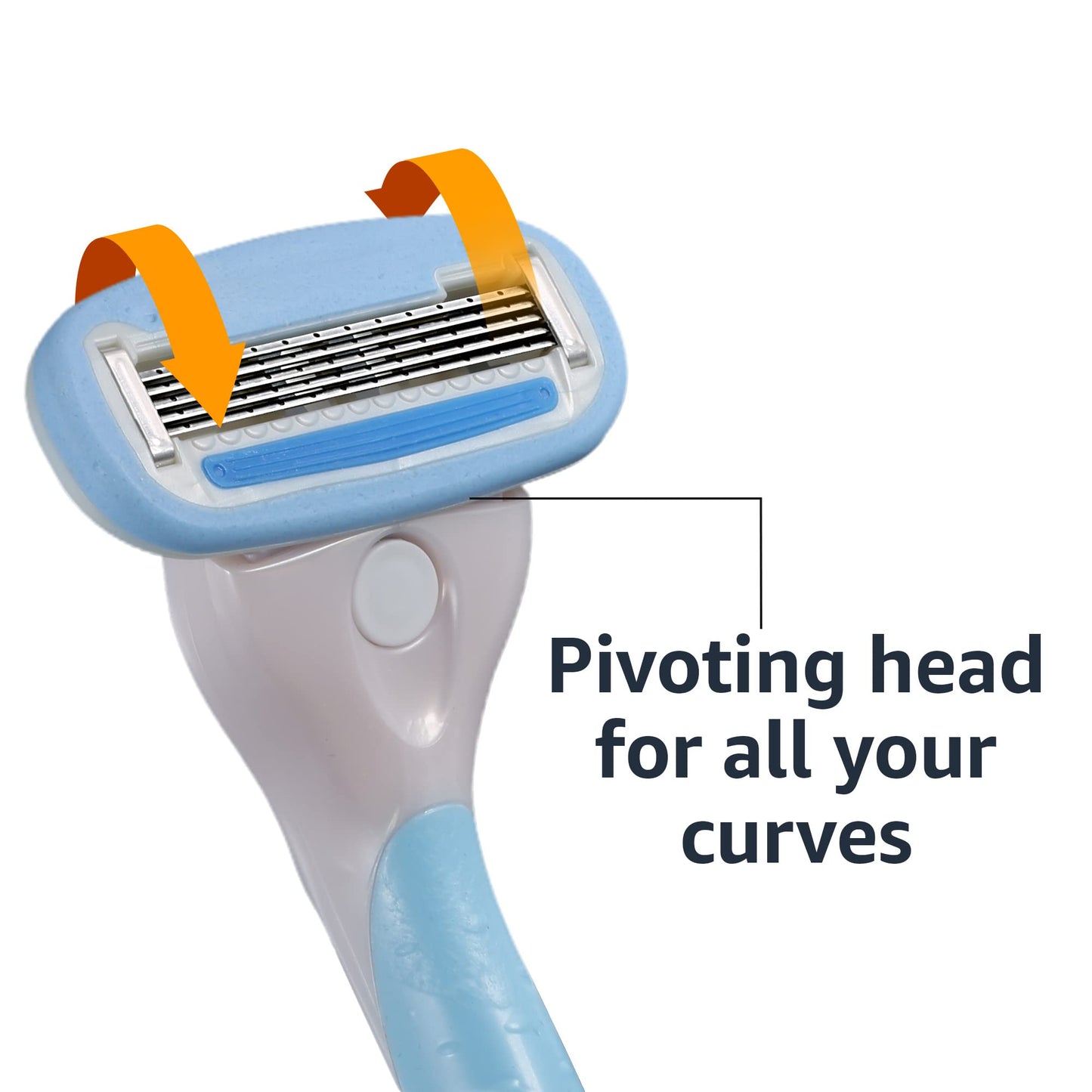 Amazon Basics 5-Blade Razor Handle for Women, Includes 12 Cartridges and Shower Hanger, 14 Piece Set, Blue