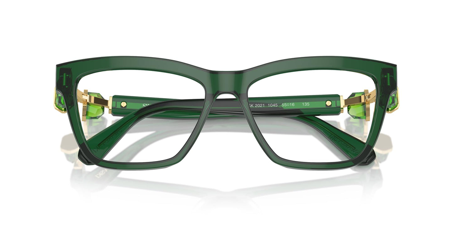Swarovski SK2021 Prescription Eyewear Frames, Transparent Green/Demo Lens, 55 mm