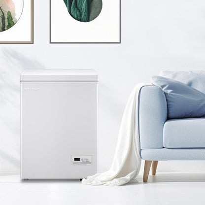 DEMULLER 63L Mini Deep Freezer with Electronic Temperature Control Panel Small Chest Freezers with Two Baskets White (-12℉ to 50℉) Ideal for Home Kitchen Dorm Office