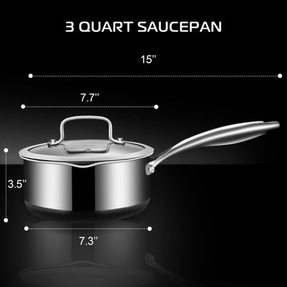 Vinchef Nonstick Saucepan with Lid, 2.4 Quarts Stock Pot Sauce Pan, Multipurpose Sauce Pots Kitchen Cooking Pot Skillet, Induction Ready, Compatible with All Cooktops
