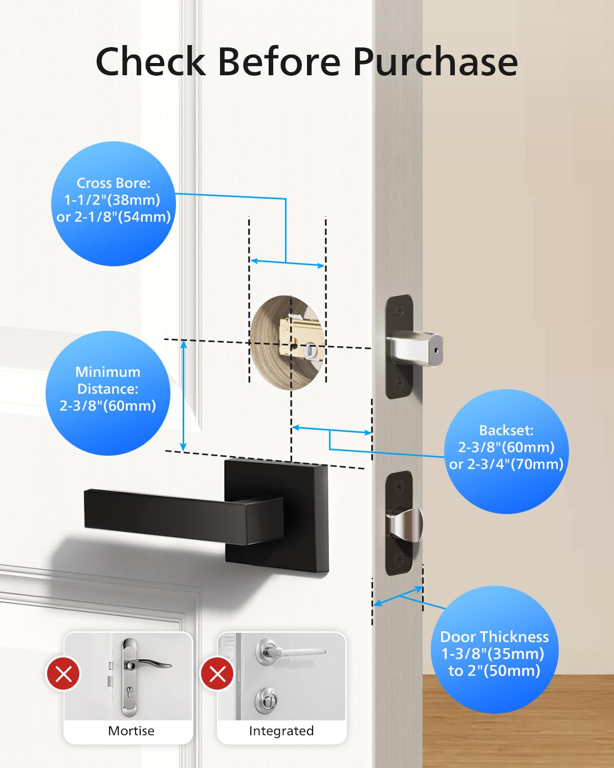 Philips Fingerprint Door Lock with 2 Lever Handles Set, Keyless Entry Door Lock with Handles, Electronic Door Lock Set with Code, Door Lock Set for Front Door,Auto Lock, Touchscreen Keypad with Key