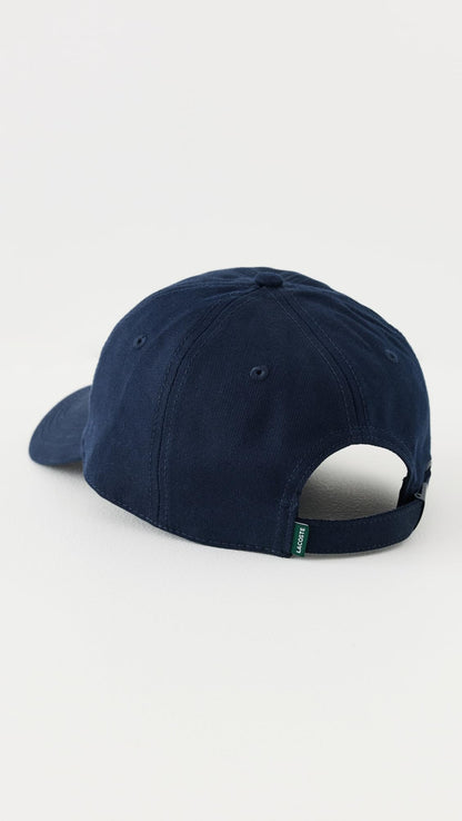 Lacoste Unisex Organic Cotton Twill Cap, One Size, Navy Blue