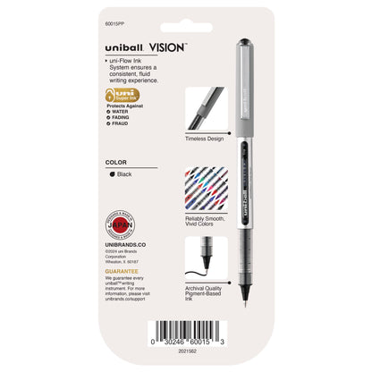 uni-ball Vision Stick Roller Ball Pens, Fine Point, Black Ink, Pack of 4