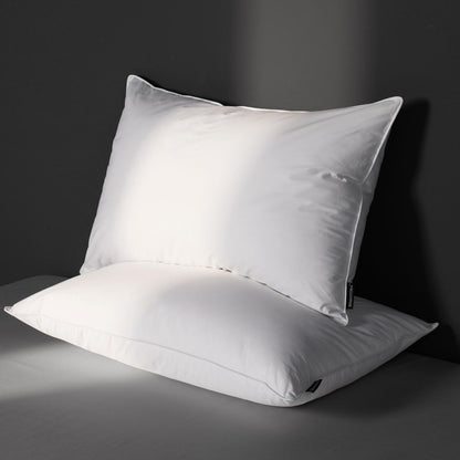 DOWNSTORIA Luxury Feather Down Pillow King Size Set of 2 Pack, 100% Cotton Hotel Collection Bed Pillows for Sleeping, Down Surrounded Soft Medium Firm Pillows for Side Back Stomach Sleepers 20" x 36"