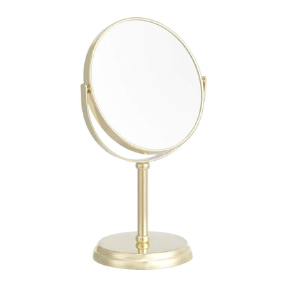 Amazon Basics Tabletop Magnifying Mount Vanity Round Mirror, 1X/5X Magnification, Iron Frame, 7.2"L x 4.92"W, Gold