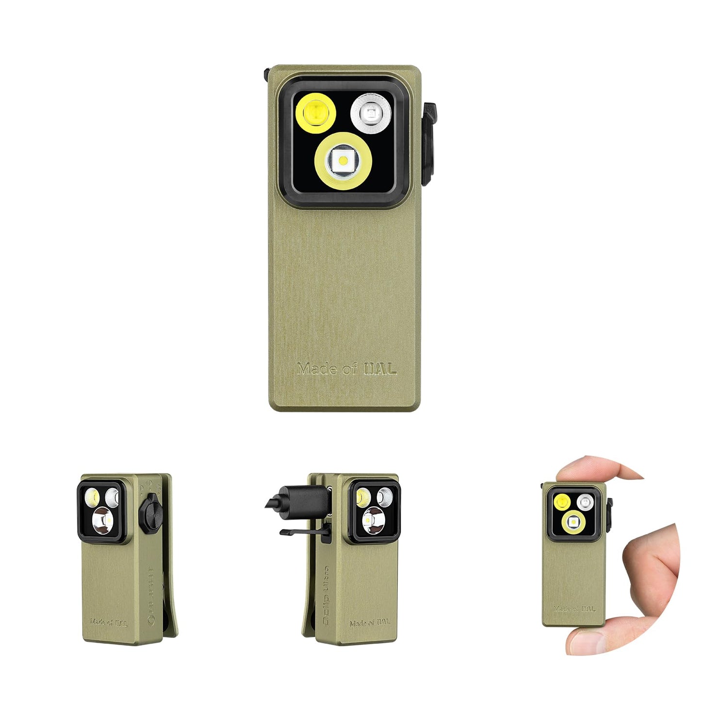 OLIGHT Oclip Ultra EDC Flashlight Clip-on Light, 530 Lumens Rechargeable with Type-C Charging, Combines Floodlight, Spotlight and UV, Triple Magnetic Lights for Inspection and Work (Olive Green)