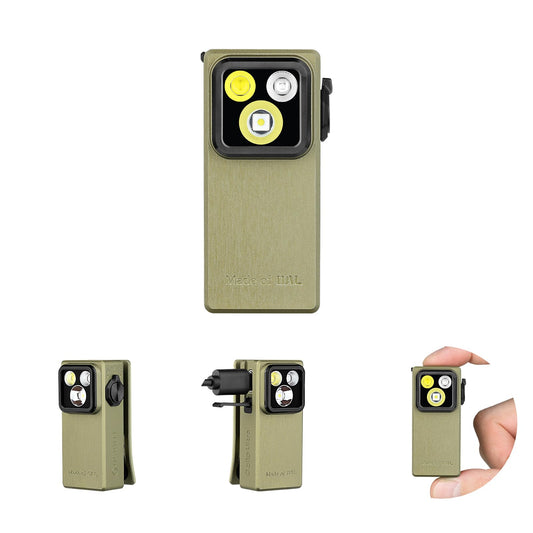 OLIGHT Oclip Ultra EDC Flashlight Clip-on Light, 530 Lumens Rechargeable with Type-C Charging, Combines Floodlight, Spotlight and UV, Triple Magnetic Lights for Inspection and Work (Olive Green)