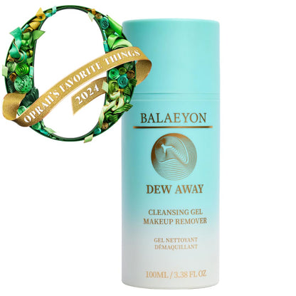 Balaeyon Dew Away Cleansing Gel Makeup Remover, Removes Waterproof Mascara, 3-In-1 Cleanser, Oil Based, Moisturizing, Great For Sensitive Skin, All Natural, TSA Friendly, 3.38 fl oz