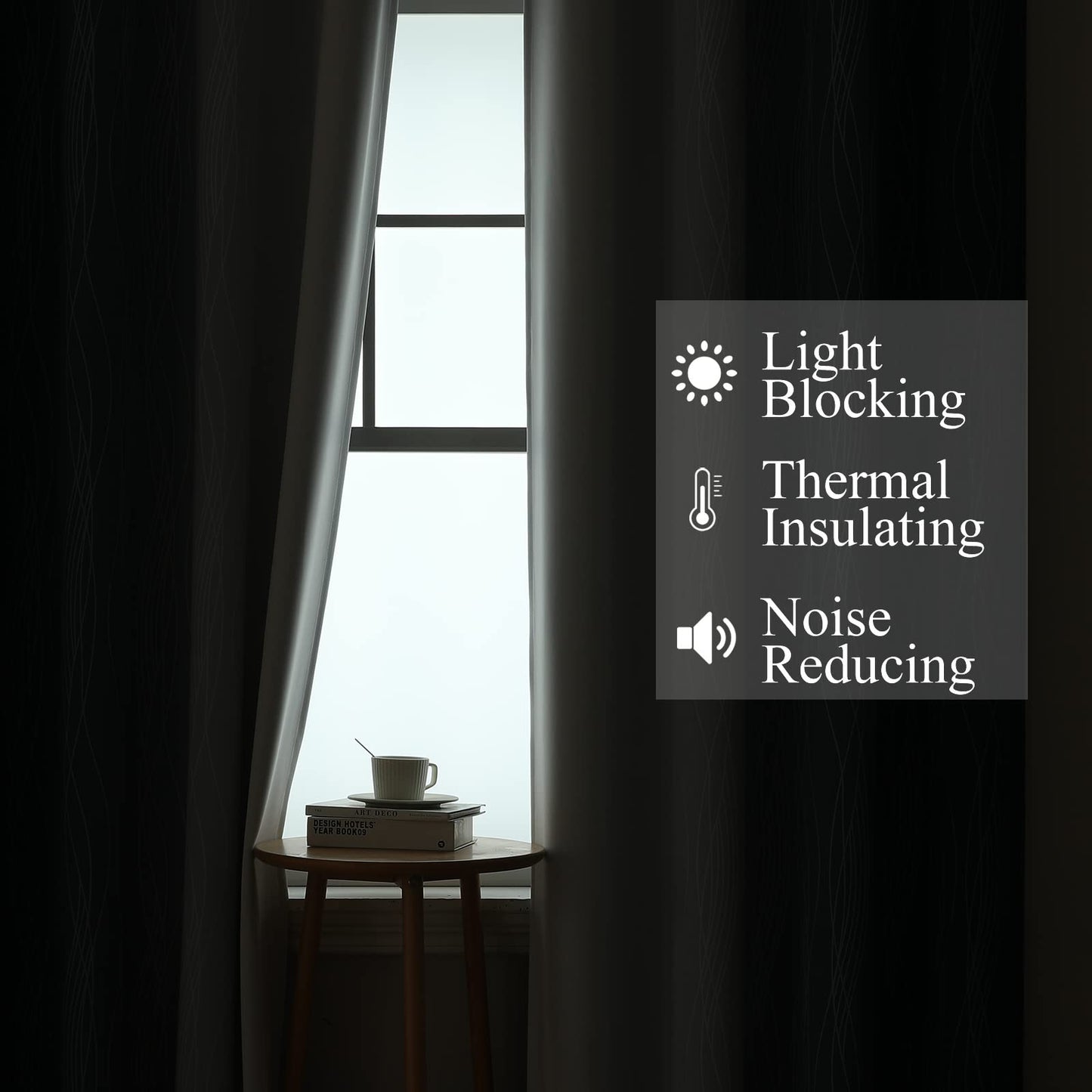 Estelar Textiler Navy Blue and Greyish White Blackout Curtains for Bedroom 84 Inches Long, Full Room Darkening Grommet Curtains for Living Room,Thermal Insulated Ombre Drapes,52Wx84L,2 Panels