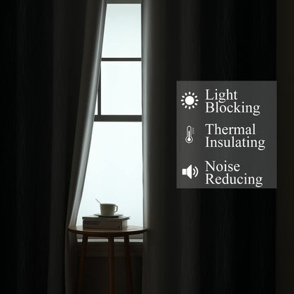 Estelar Textiler Navy Blue and Greyish White Blackout Curtains for Bedroom 84 Inches Long, Full Room Darkening Grommet Curtains for Living Room,Thermal Insulated Ombre Drapes,52Wx84L,2 Panels