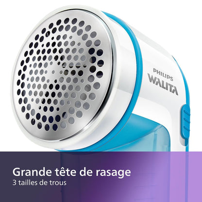Philips Fabric Shaver, Removes Fabric Pills, Suitable for All Garments, Large Blade Surface, Cleaning Brush, Includes Batteries, Blue (GC026/00)