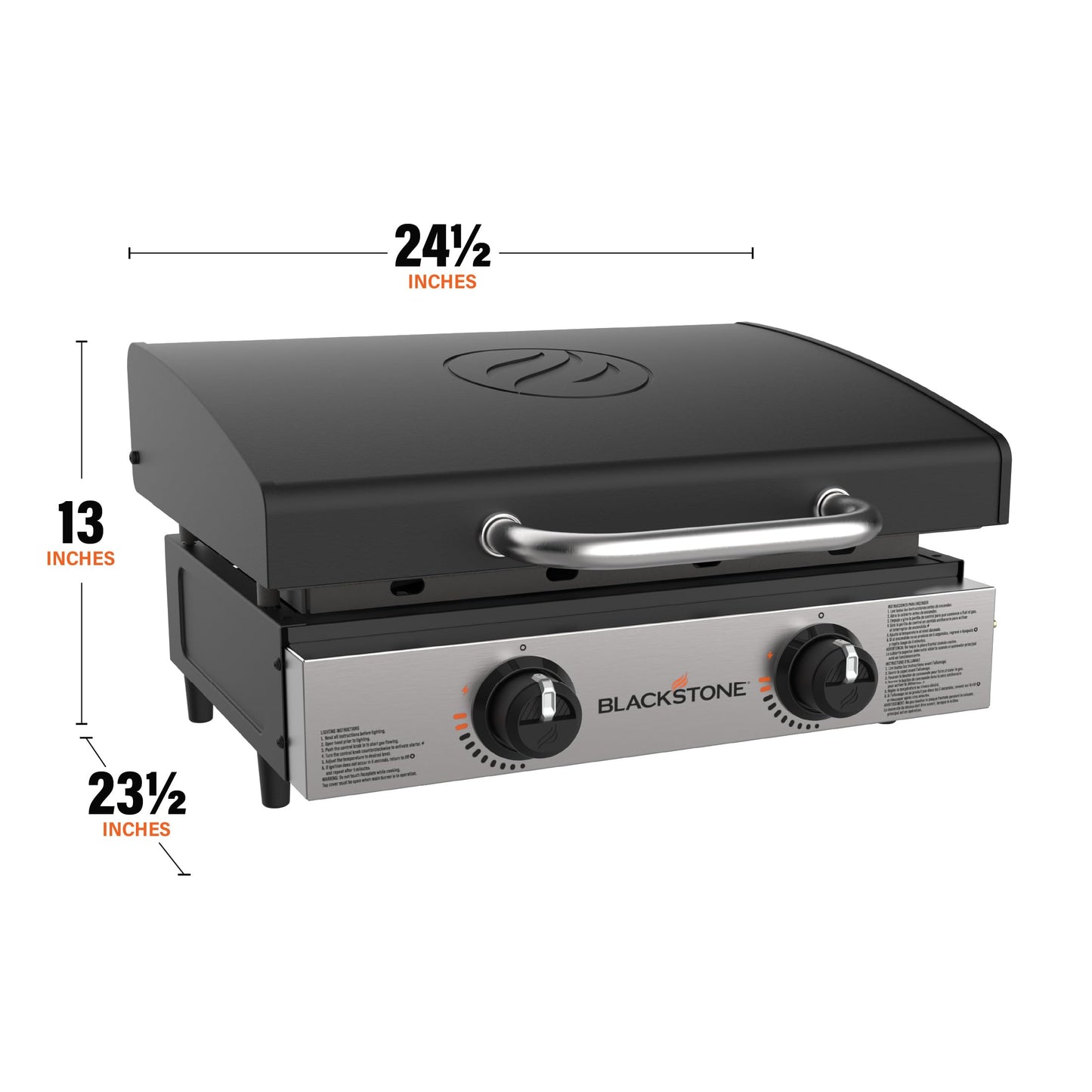 Blackstone 1813 Original 22” Tabletop Griddle with Hood and Stainless Steel Front Plate, Powder Coated Steel, Black