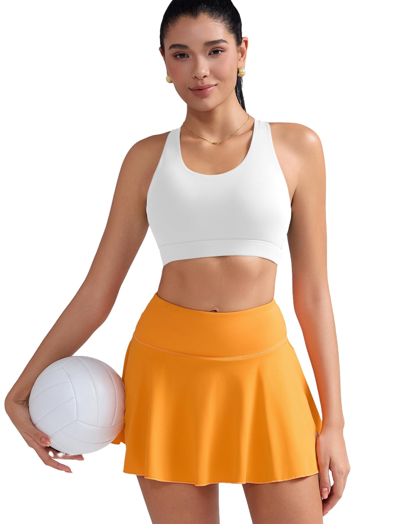 RUNNING GIRL Sports Bra for Women, Criss-Cross Back Padded Strappy Sports Bras Medium Support Yoga Bra with Removable Cups A-White