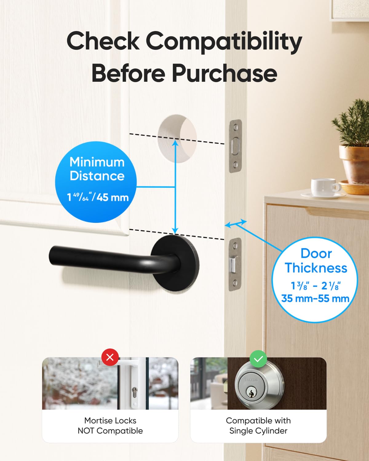 eufy Security Smart Lock C220, Fingerprint Keyless Entry Door Lock, Built-in Wi-Fi, App Remote Control, Front Door Smart Lock Deadbolt, 8Months Battery, Reliable Power, IP53 Waterproof, BHMA Grade 3