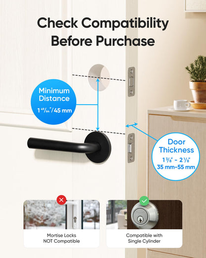 eufy Security Smart Lock C220, Fingerprint Keyless Entry Door Lock, Built-in Wi-Fi, App Remote Control, Front Door Smart Lock Deadbolt, 8Months Battery, Reliable Power, IP53 Waterproof, BHMA Grade 3