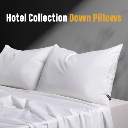 DOWNSTORIA Luxury Feather Down Pillow King Size Set of 2 Pack, 100% Cotton Hotel Collection Bed Pillows for Sleeping, Down Surrounded Soft Medium Firm Pillows for Side Back Stomach Sleepers 20" x 36"