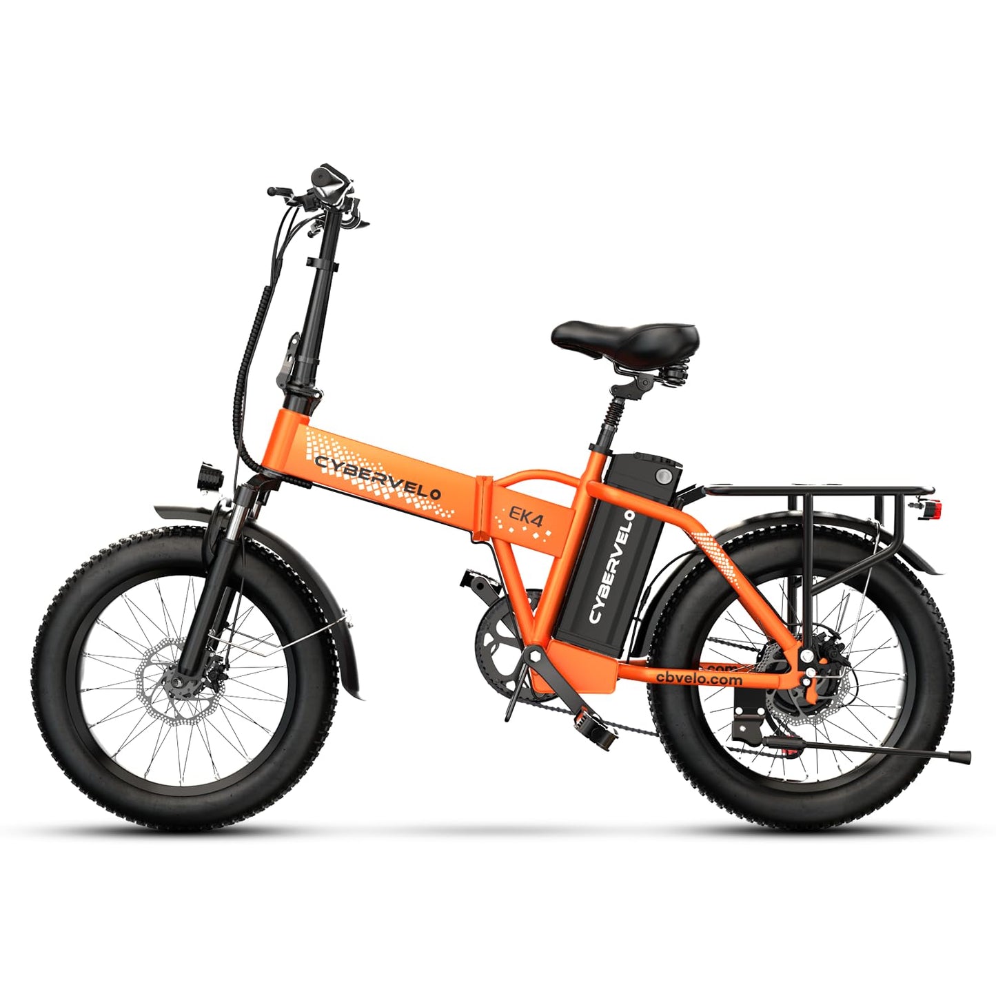 CBVELO 1000W Folding Electric Bike, 48V 20AH Large Removable Battery E Bike, 30+MPH, 80 Miles Max Range, 20" Fat Tire Ebikes for Adults, Adult Electric Bicycles for Long Commutes-Orange 2025