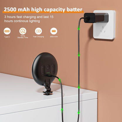 Anautin 60 LED Ring Light, Rechargeable Selfie With Front & Back Clip, 2500-6500K Portable Phone, Adjustable 3 Modes for iPhone, iPad, Tablet, Laptop, CRI97+, 90 Grams (Black)