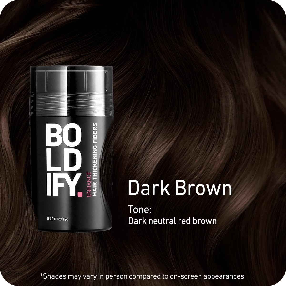 BOLDIFY Hair Fibers (12g) - Fill In Thinning and Fine Hair for an Instantly Fuller, Thicker Look - 14 Shades for Women & Men - Dark Brown