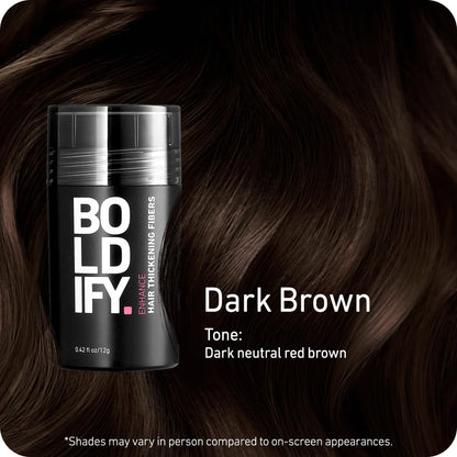 BOLDIFY Hair Fibers (12g) - Fill In Thinning and Fine Hair for an Instantly Fuller, Thicker Look - 14 Shades for Women & Men - Dark Brown