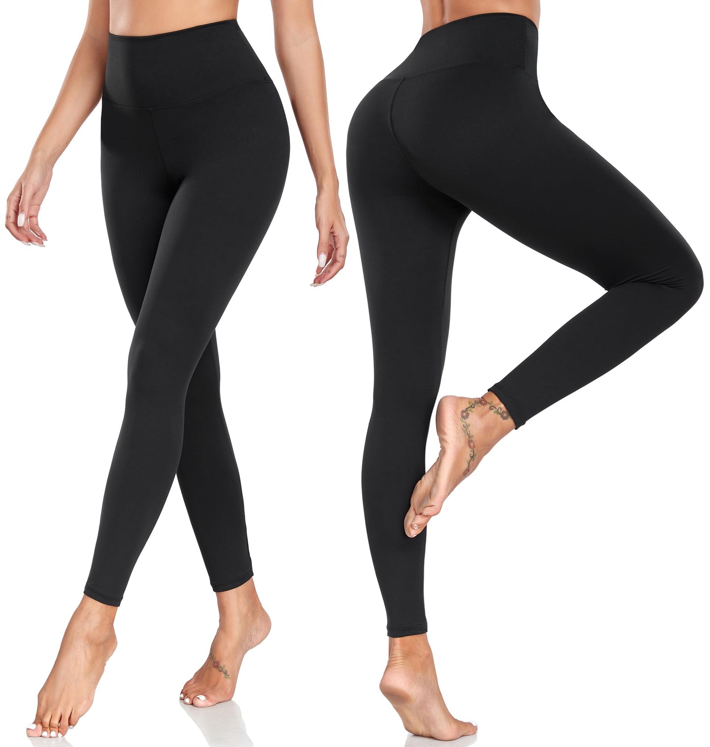 FULLSOFT Buttery Soft Black Leggings for Women - High Waisted Tummy Control No See Through Workout Clothes for Women Yoga Cycling Spandex Tights Butt Lifting Pants Fitness Clothing(Black,S-M)
