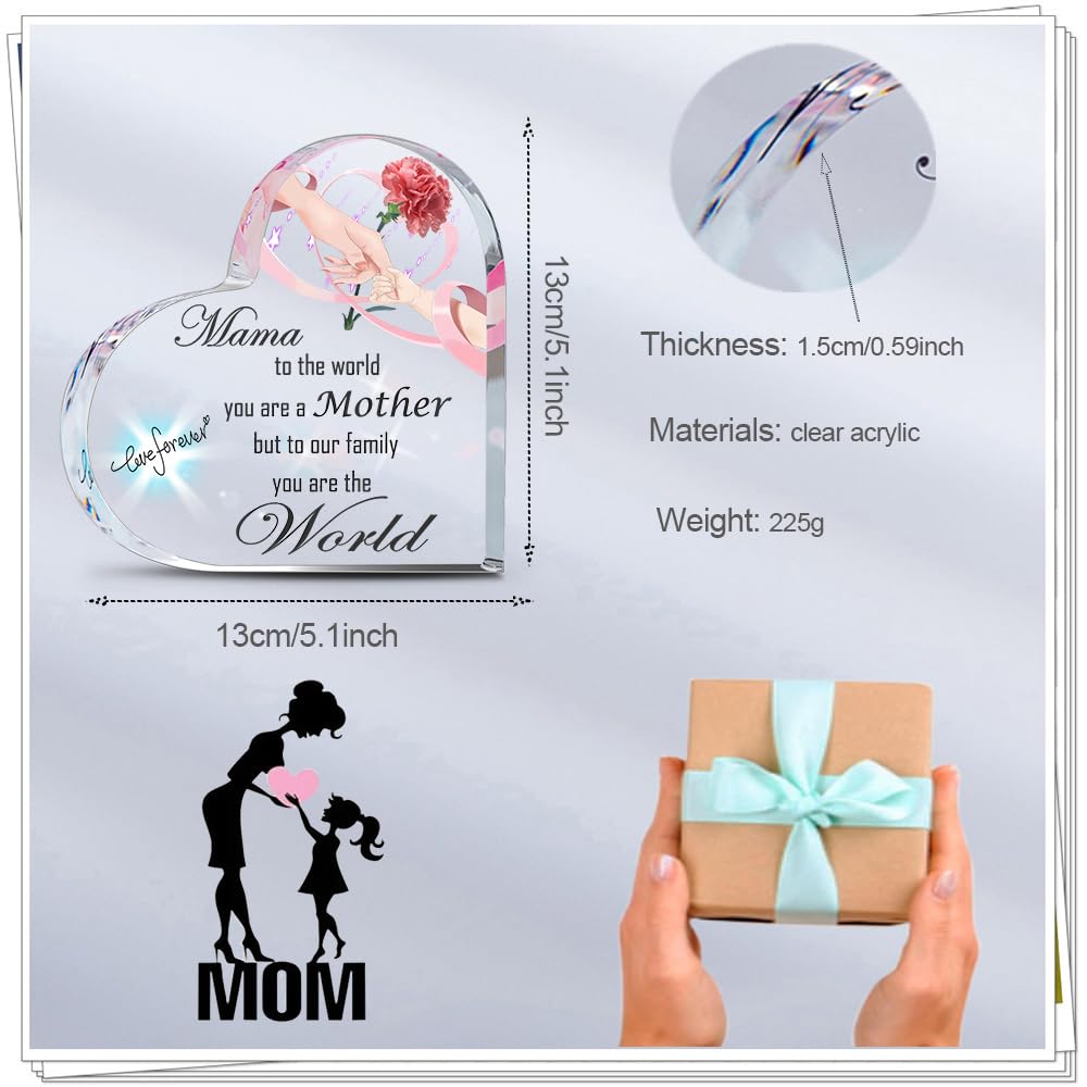 Gifts for Mom Mother Christmas Birthday Retirement Mother's Day Anniversary Stocking Stuffers Thanksgiving Gifts from Daughters Acrylic Plaques Keepsake Signs