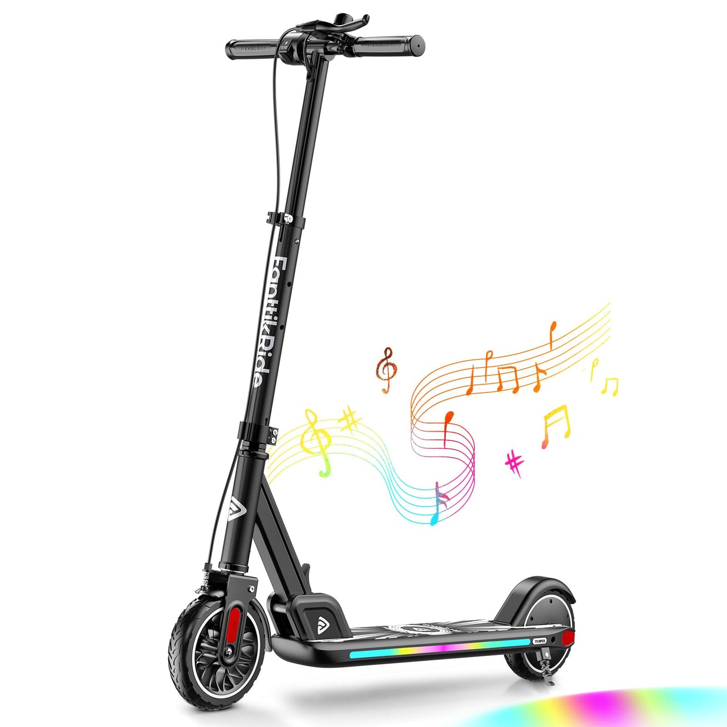 FanttikRide T9 Apex Electric Scooter for Kids 4.3-5.6 ft,200 W Motor, LED Colorful Lights with Bluetooth Music Speaker, 7/10/12 MPH Digital Display, Adjustable Height, Foldable, Up to 40 mins,Black