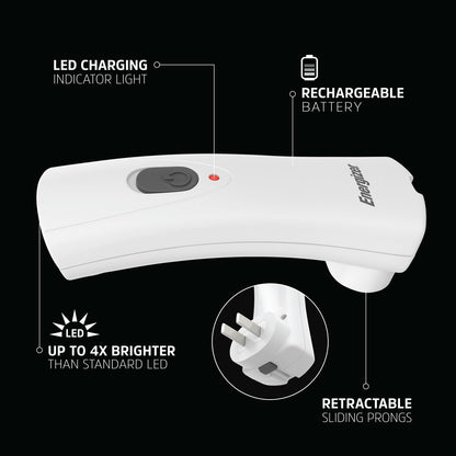 Energizer Weatheready Rechargeable Compact Handheld Light, Plug-in LED Emergency Flashlight, Automatic Turn-On, Built-in Battery Included, 3 Count