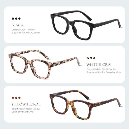 AIMISUV Reading Glasses for Women Men - Blue Light Blocking Magnifying Readers,Oprah Square Anti-Glare Computer Eyeglasses(3Pack,2.25X)