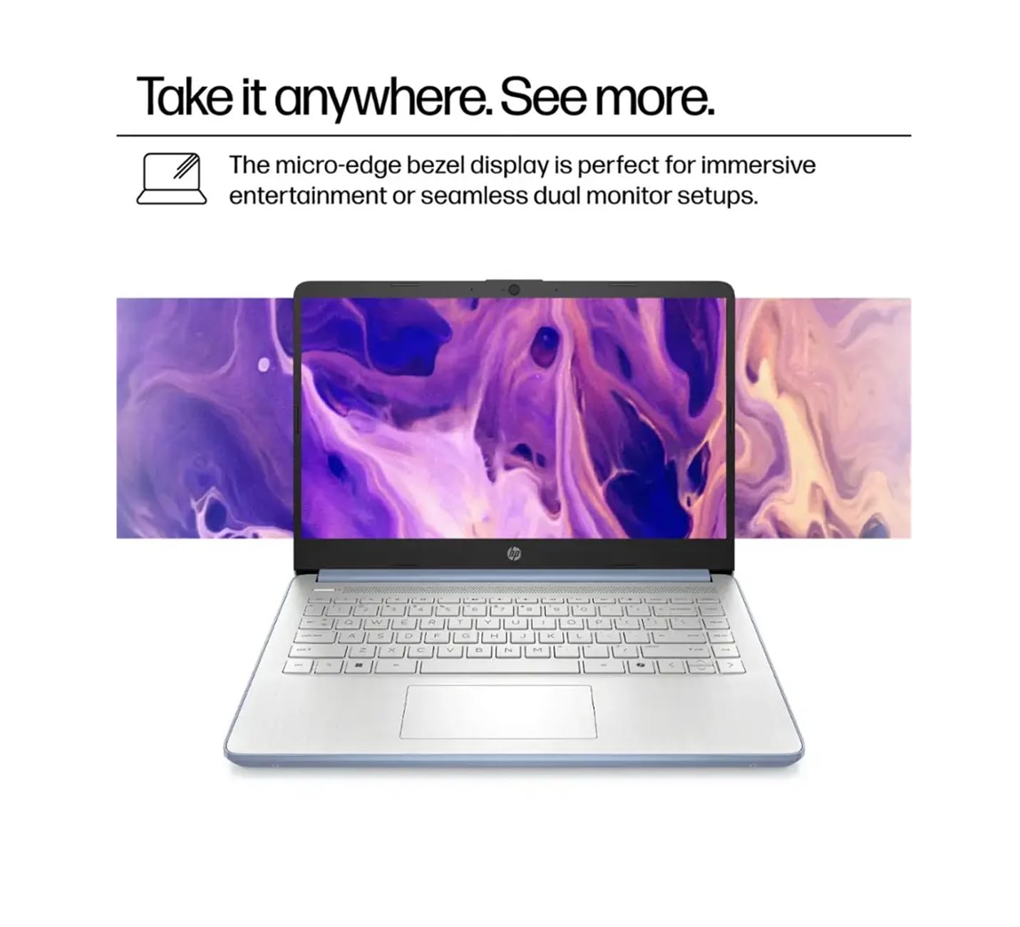 HP 14 Ultra-Light Laptop for Student & Home (14" LED Display, 1-Year Office 365, Intel 4-Core N150 (>N4120), 4GB RAM, 256GB Storage), Long Battery Life, Fast Charge, Webcam, Win 11 S, 2025, Blue