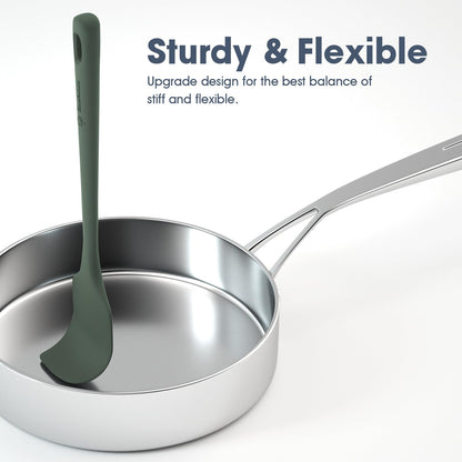 ChefAide 5 Pieces Silicone Spatula Set, Food Grade Rubber Spatula, Upgrade Strong Handle with Ergonomic Grip, Heat Resistant Up to 600°F for Nonstick Cookware, Cooking