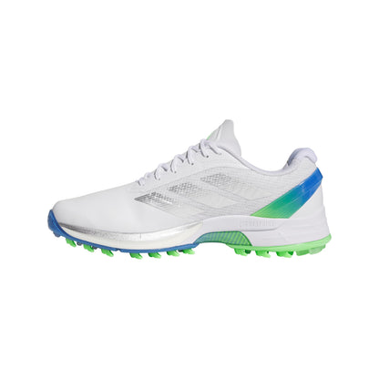 adidas Men's Adizero ZG Spikeless Golf Shoes, Footwear White/Silver Metallic/Lime Burst, 9.5