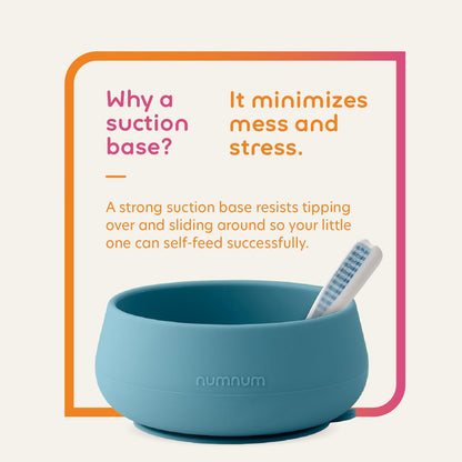 NumNum Suction Bowls for Babies & Toddlers, Extra Strong Non-Slip Suction, 100% Food-Grade Silicone, BPA-Free, Microwave & Dishwasher Safe, Baby-Led Weaning Bowls for 4+ Months, 2-Pack Blue