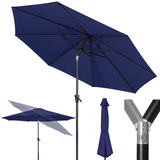 Tempera 9ft Patio Market Outdoor Table Umbrella with Push Button Tilt and Crank,Large Sun Umbrella with Sturdy Pole&Fade resistant canopy,Easy to set, Navy