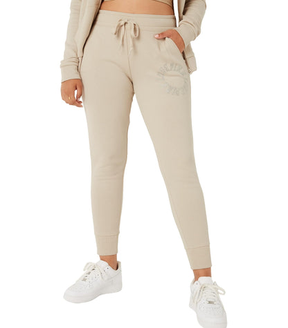 Victoria's Secret Women's Pink Logo Fleece Jogger Sweatpants, Ivory, M