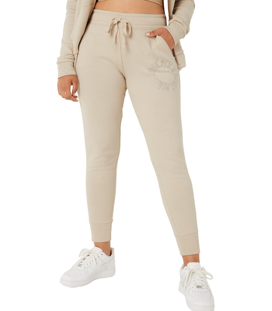 Victoria's Secret Women's Pink Logo Fleece Jogger Sweatpants, Ivory, M