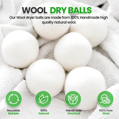 Unique Craft Wool Dryer Balls 6-Pack XL, Premium Organic Fabric Softener, Chemical-Free, Hypoallergenic, Hand-Felted, Reusable, Reduces Wrinkles & Drying Time, Eco-Friendly Alternative to Sheets