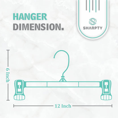 Sharpty Pant & Skirt Hangers - Closet Hangers for Shorts, Shirts, Jeans, Dresses, Slacks, Coats, Clothes, Clothing, Garments & More - Durable, Space Saving & Non-Slip, Black - 10 Pack