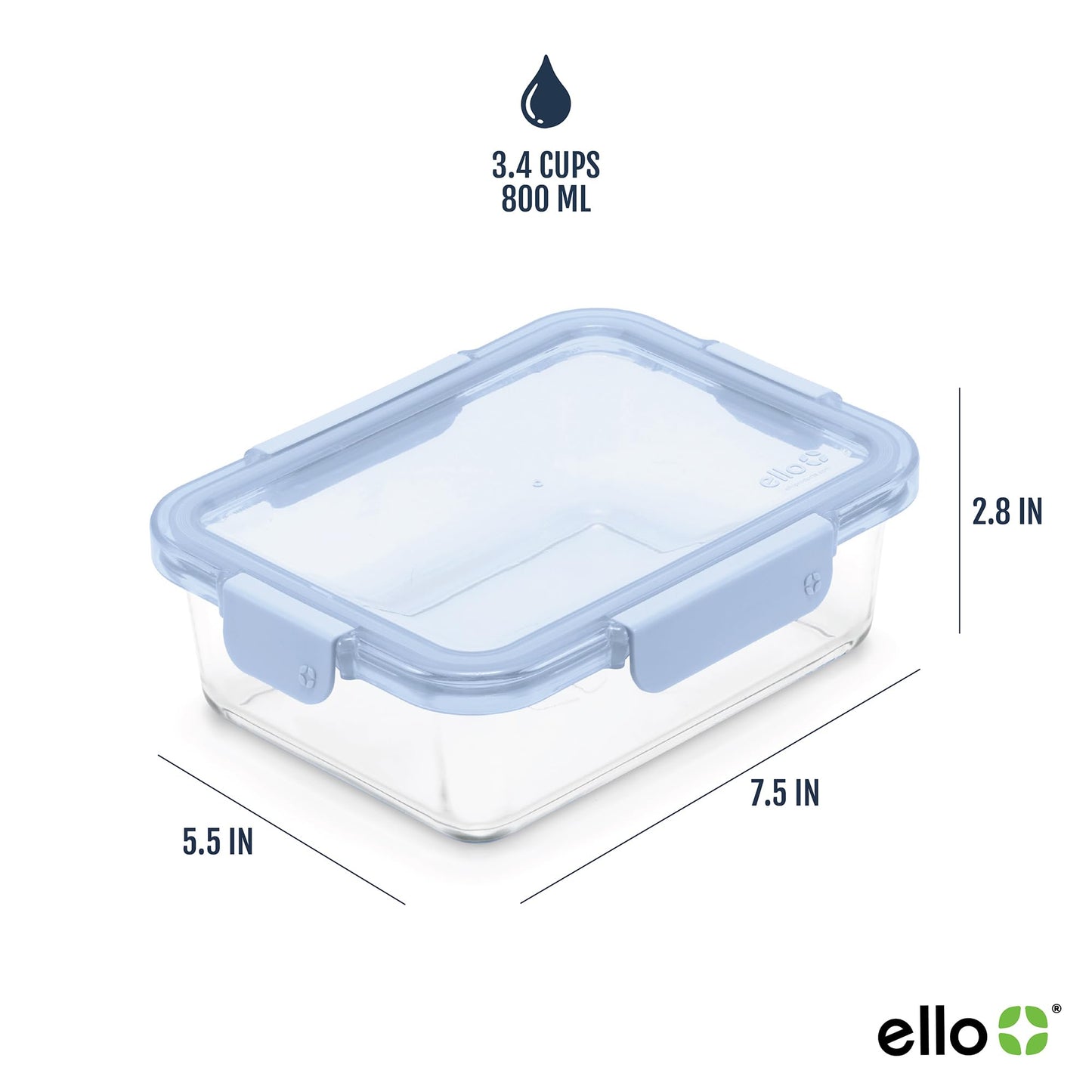 Ello Color Lock 3.4 Cup 10PC, 5 Pack Glass Meal Prep Sets Leak-Proof Glass Food Storage Containers with Airtight BPA-Free Plastic Lids, Dishwasher, Microwave, and Freezer Safe, Purple Rain