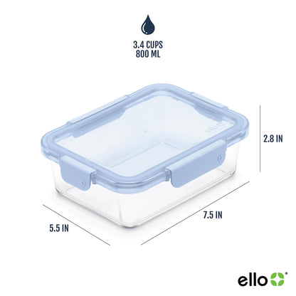 Ello Color Lock 3.4 Cup 10PC, 5 Pack Glass Meal Prep Sets Leak-Proof Glass Food Storage Containers with Airtight BPA-Free Plastic Lids, Dishwasher, Microwave, and Freezer Safe, Purple Rain