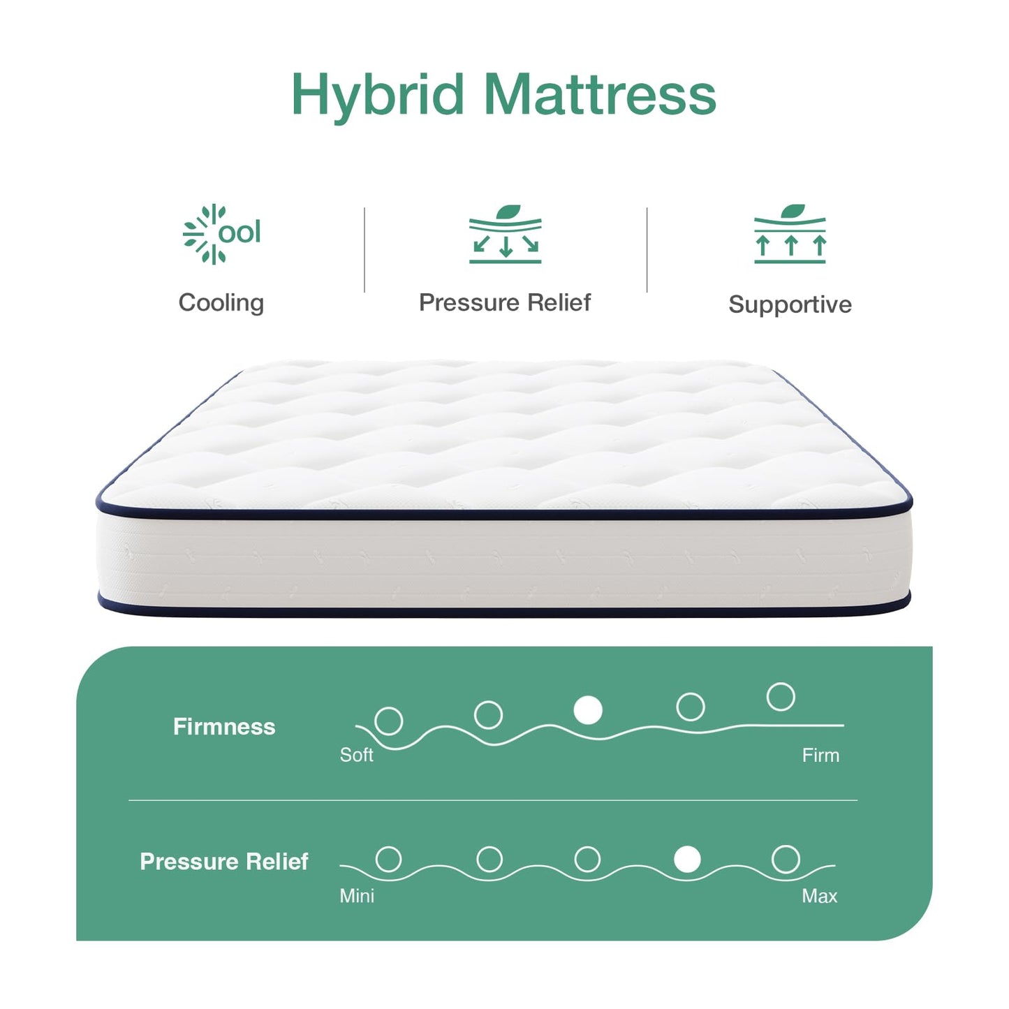 Novilla 6 Inch Twin Mattress,for Spine Support & Cooling Comfort - Twin Bed Mattress,Adaptive Foam Layer with Medium Firm- CertiPUR-US Certified for Youth/Guest Rooms,White