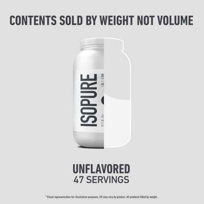 Isopure Zero Carb 100% Pure Whey Isolate Protein Powder, Lactose Free, Gluten Free, with Vitamins, Unflavored, 25g Protein Per Serving, 3 Lbs, 47 Servings (Packaging May Vary)