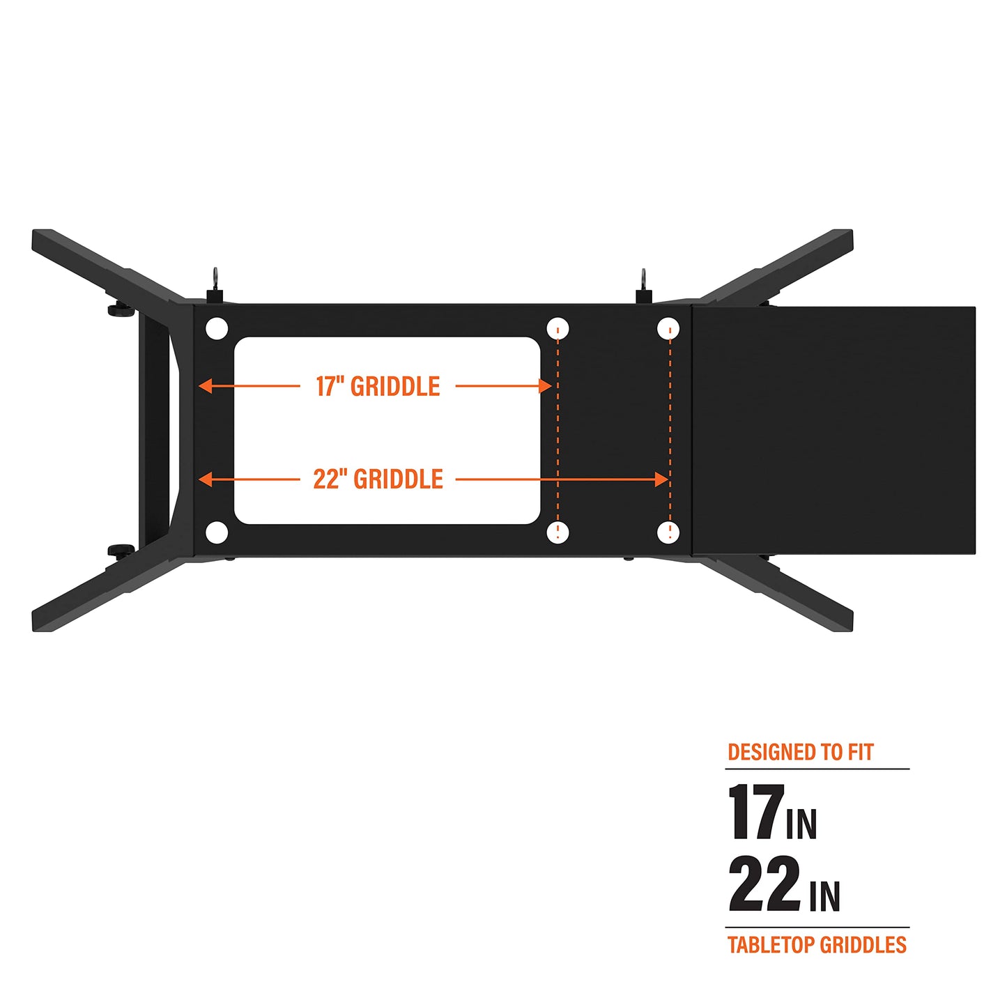 Blackstone 5013 Collapsible 17” and 22” Tabletop Griddle Stand with Adjustable Legs and a Removable Side Shelf, Powder Coated Steel, Black