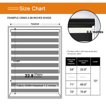 Persilux Blackout Zebra Roller Window Shades Dual Layer (30" W X 72" H, Black) Roller Sheer Shades Light Filtering UV and Privacy Protection for Day and Night Window Shades for Home and Office