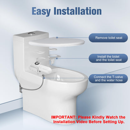 Ultra-Slim Bidet Attachment for Toilet with Filter, Removes Chlorine, Easy to Install, No Gaps No Leaks, pH balanced, Adjustable High Pressure, Non-Electric Dual Nozzles(Frontal/Rear)