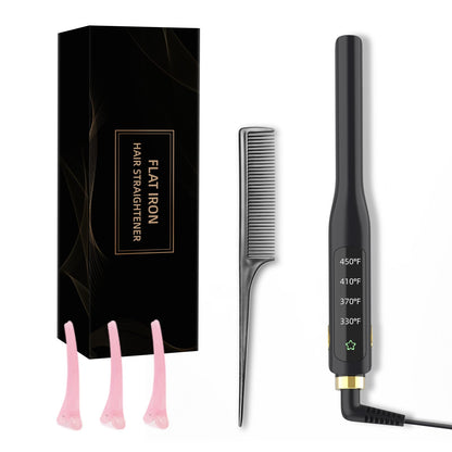 Arhoet Hair Straightener, 1/2 Inch Flat Iron Straightener and Curling Iron 2 in 1, Ceramic Ionic Floating Plates for Less Frizz, 10s Quick Heat Up, Straightener for All Hair Types(Black)