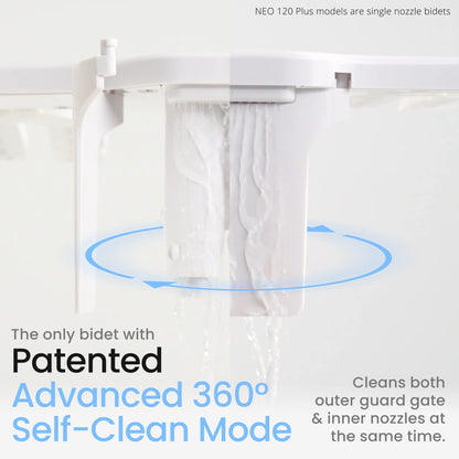 LUXE Bidet NEO 320 Plus - Patented Bidet Attachment for Toilet Seat, Innovative Hinges to Clean, Slide-in Install, Advanced 360° Self-Clean, Warm, Dual Nozzles, Feminine & Rear Wash (Chrome)